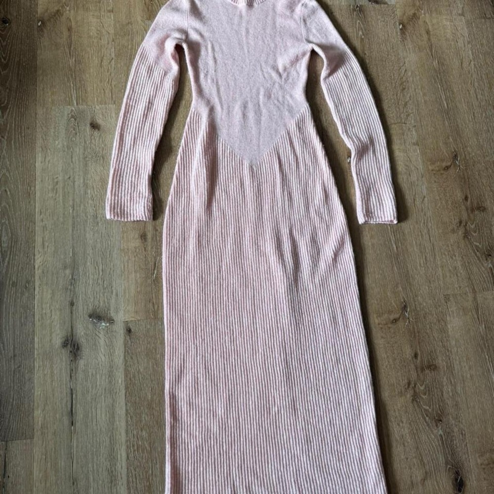 Stuad Pink Ribbed Knit‎ Maxi Dress Size S